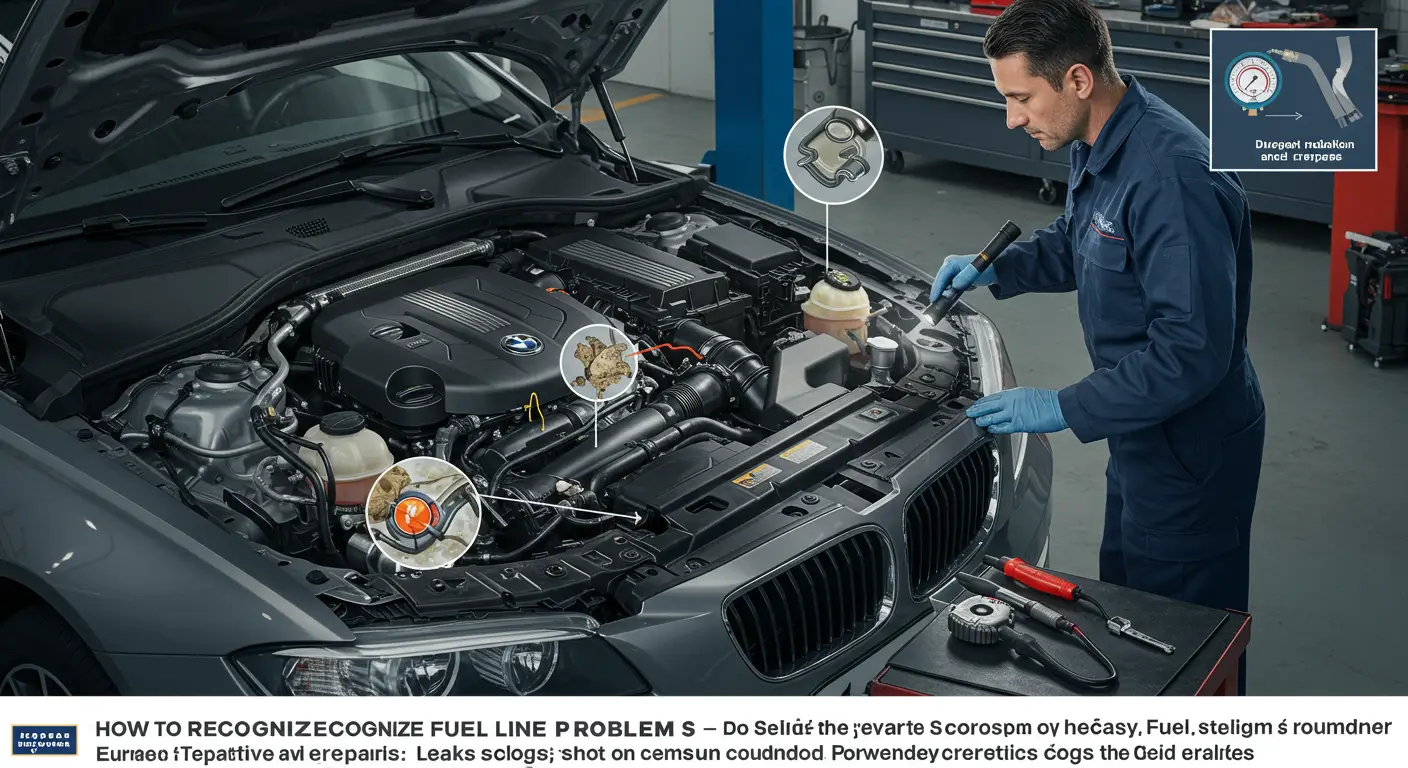 Automobil sa podignutom haubom dok mehaničar pregledava sistem goriva zbog curenja i začepljenja.