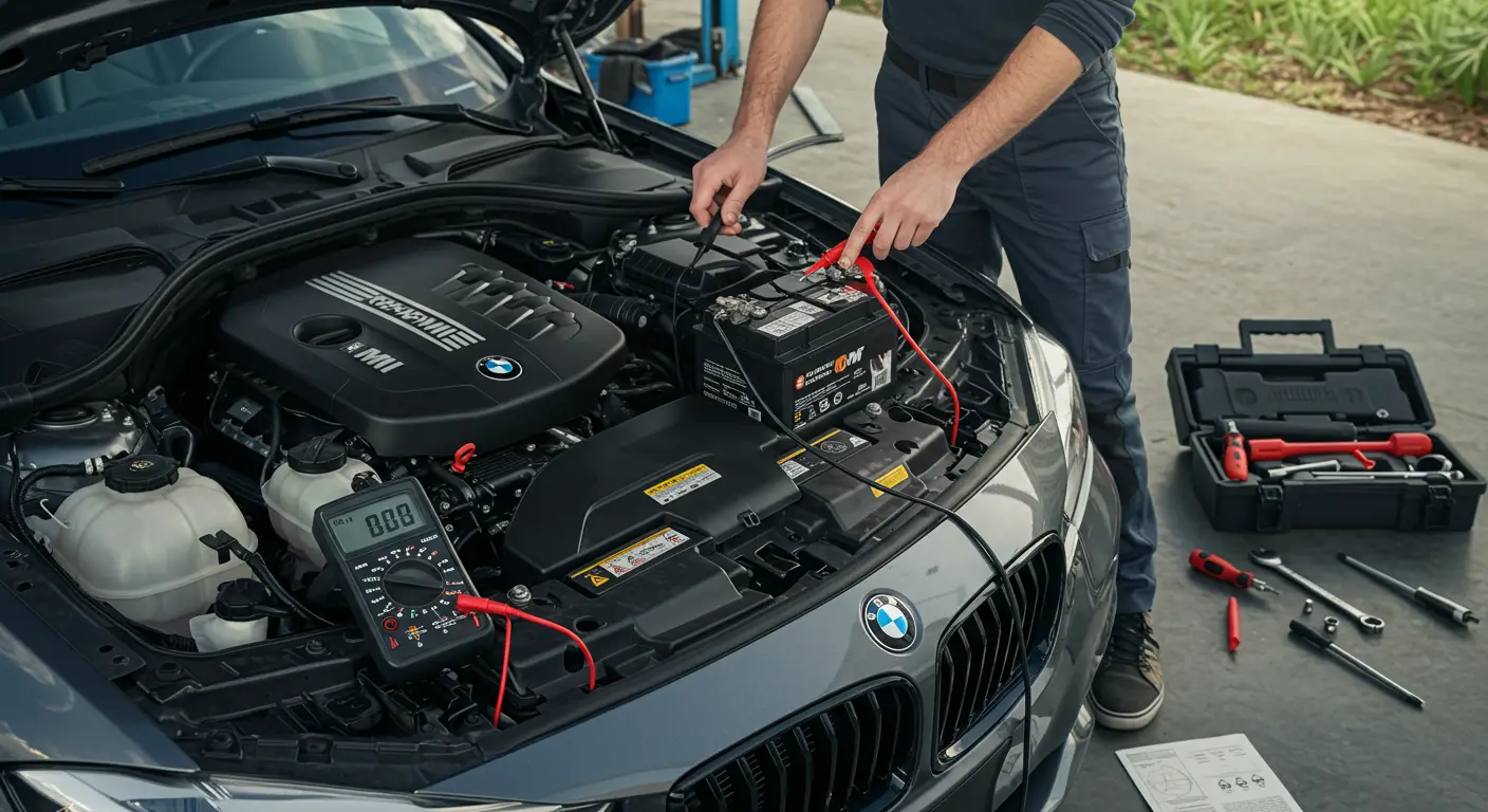 Da biste testirali kapacitet baterije automobila kod kuće, povežite voltmetar sa baterijom, pokrenite motor i uključite potrošače (svetla, ventilator), pa proverite da li napon pada ispod 9,6 volti pri opterećenju.