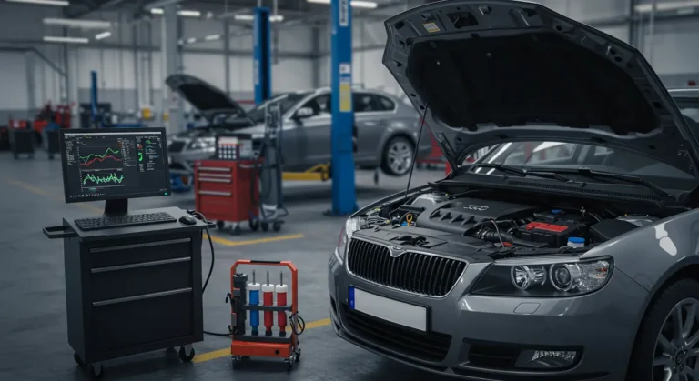 Ilustracija dijagnostike problema hlađenja motora: simptomi pregrevanja, curenja tečnosti, neispravan termostat, ventilator, vodena pumpa, uticaj na performanse vozila.