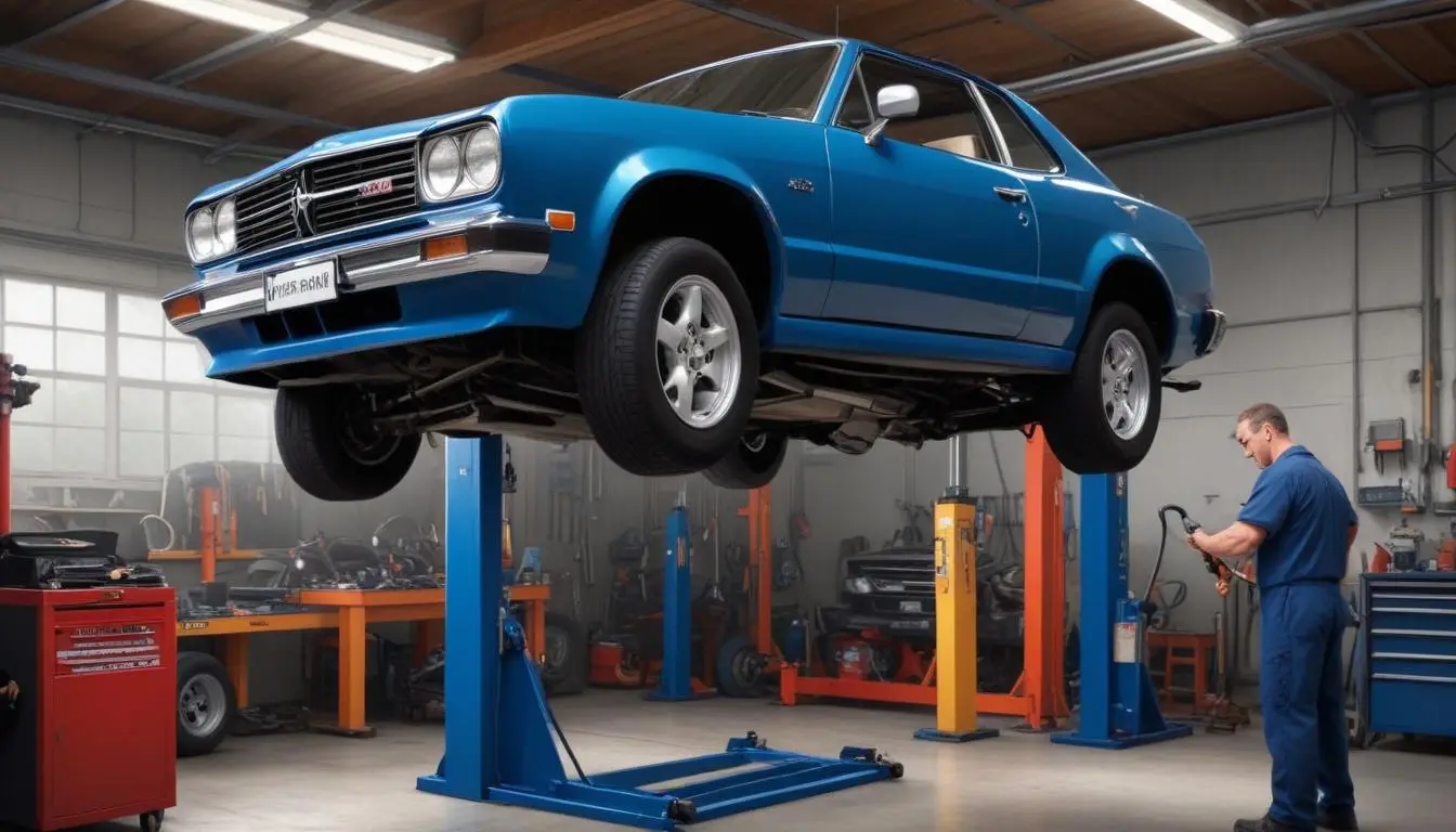 Fotografija prikazuje mehaničara kako proverava upravljački sistem automobila, fokusirajući se na delove letve volana. Na stolu su alati i delovi koji ilustruju simptome i rešenja problema sa letvom volana.