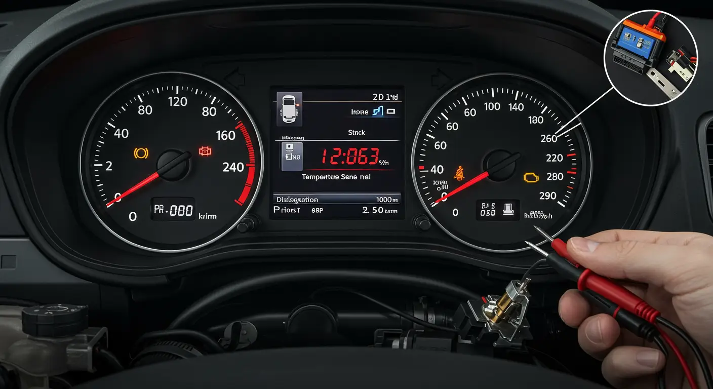 Neispravan pokazivač temperature automobila može biti uzrokovan problemima kao što su pokvareni senzor temperature rashladne tečnosti, problemi s ožičenjem ili neispravan termostat, a popravka može uključivati zamenu senzora, popravku ožičenja ili zamenu termostata.