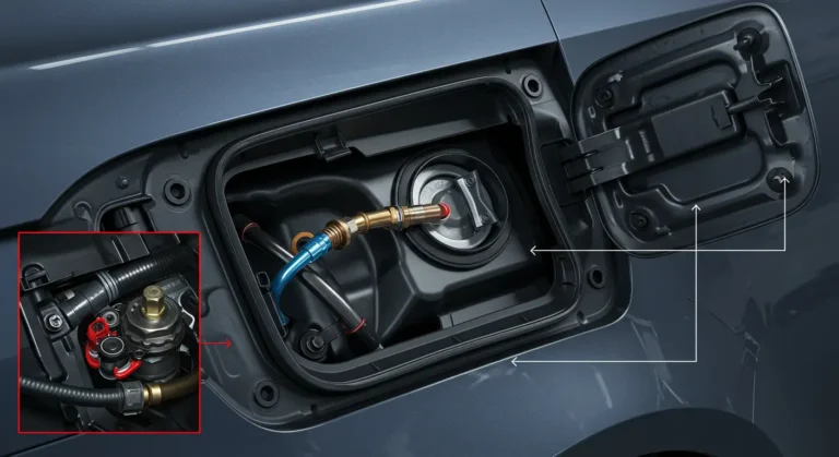 Problem ventila rezervoara: simptomi uključuju miris benzina, teško punjenje; rešenje: zamena ventila.