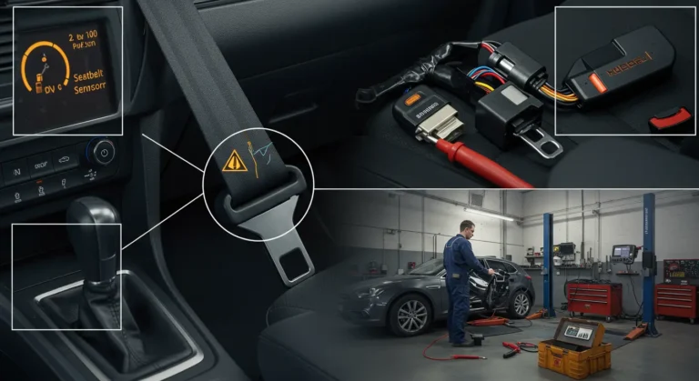 Simptomi i dijagnoza neispravnih senzora sigurnosnog pojasa automobila: upozorenja na instrument tabli, neaktiviranje sistema, lažni alarmi, proveriti električne konekcije.