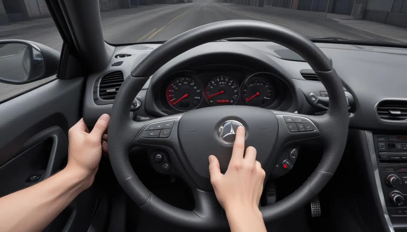 Slika prikazuje automobilsku instrument tablu sa fokusom na volan koji vibrira. Izražena su mesta mogućih uzroka vibracija, kao što su nebalansirani točkovi, istrošeni amortizeri i neispravne kočnice, sa objašnjenjima dijagnostike i rešenja u tekstualnim balonima.