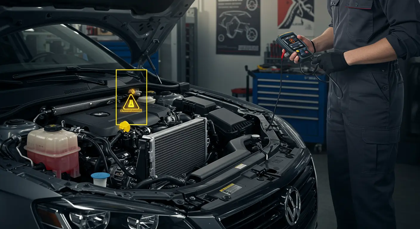 Kontrolna lampica temperature menjača na instrument tabli automobila svetli narandžasto, ukazujući na moguće pregrevanje transmisije.