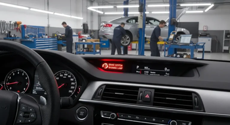 Lampica za kočioni sistem – Značenje, uzroci i rešenje problema Lampica upozorenja sistema kočnica svetli na instrument tabli automobila, ukazujući na mogući kvar ili nizak nivo kočione tečnosti.