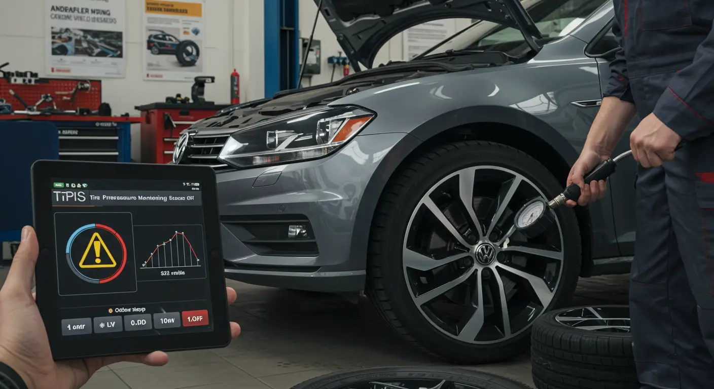 Upozoravajuća lampica za pritisak u gumama (TPMS) svetli na instrument tabli automobila, označavajući nizak pritisak u jednoj ili više guma.