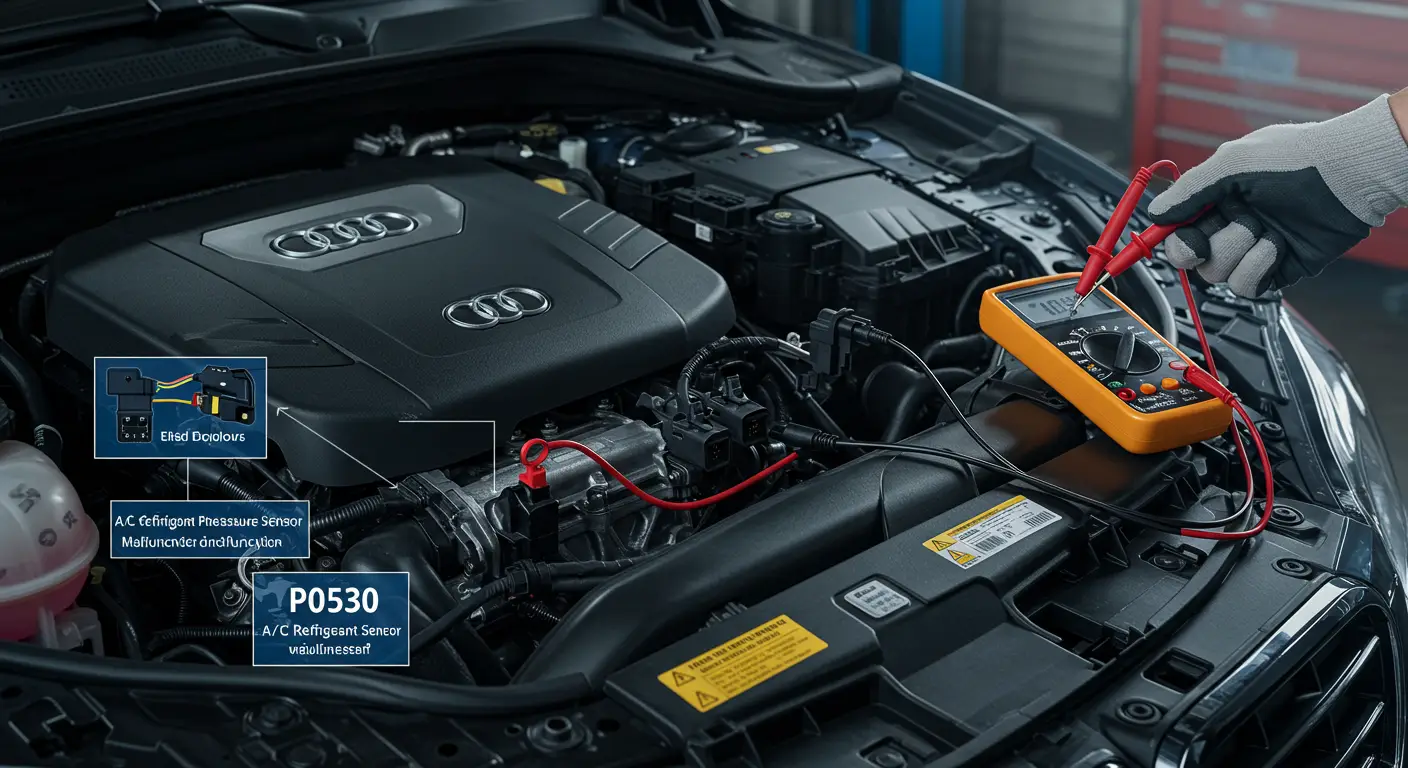 Greška P0530 označava kvar u električnom krugu senzora pritiska rashladnog sredstva klima uređaja vozila.