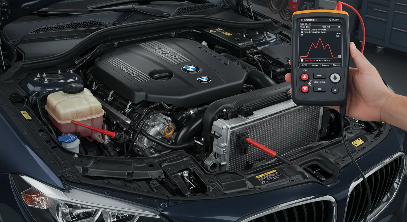 Instrument tabla automobila prikazuje upaljenu lampicu za ulje pored OBD-II skenera koji prikazuje kod greške P0520, što ukazuje na problem sa senzorom pritiska ulja u motoru.