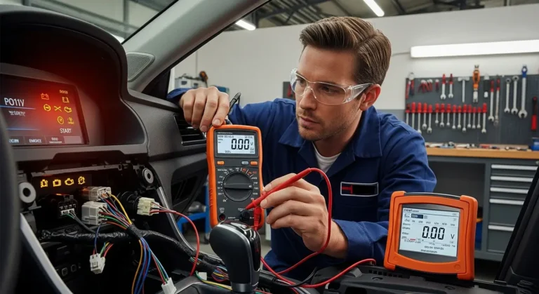 P0512 – Krug prekidača za startovanje Automobilski start prekidač, električni kontakti i žice, dijagnostika greške P0512 – problem u startnom prekidaču, sistem paljenja motora.