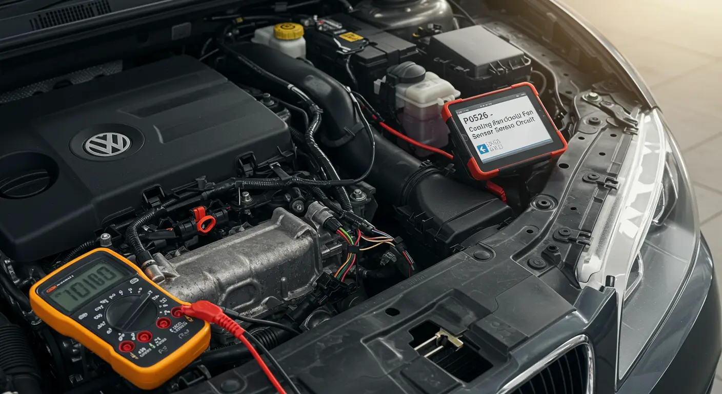 P0526 označava problem u električnom krugu senzora brzine ventilatora za hlađenje motora, što može uzrokovati neadekvatno hlađenje motora.