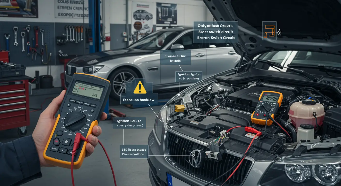 Slika prikazuje instrument tablu automobila sa upaljenom lampicom upozorenja i dijagnostičkim kodom greške P0512, koji označava problem sa start prekidačem motora.
