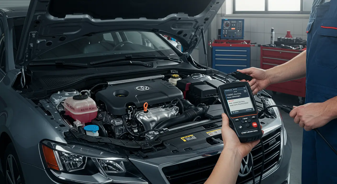 Automobilska instrument tabla sa upaljenom lampicom za proveru motora i dijagnostičkim uređajem prikazuju kod greške P0603 - reset dugoročne memorije kontrolnog modula.