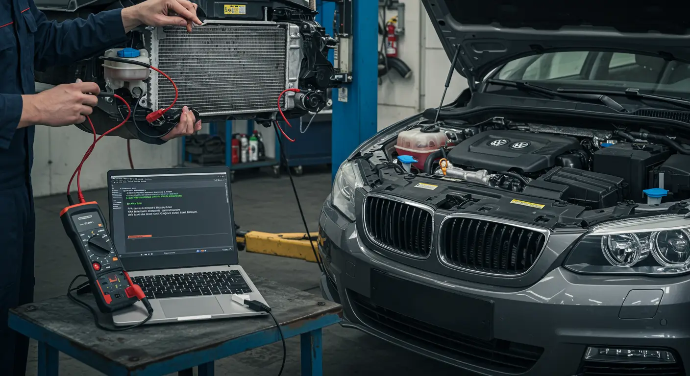 Automobilska kontrolna tabla prikazuje lampicu za proveru menjača, sa dijagnostičkim skenerom priključenim ispod, ukazujući na grešku P0707 – nizak ulaz iz senzora položaja menjača.