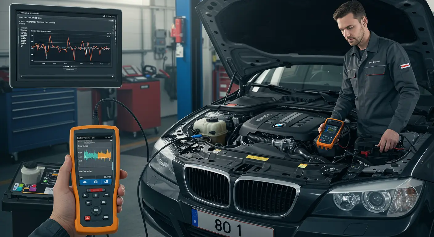 Instrument tabla automobila prikazuje čekiranu lampicu motora i napon akumulatora, što ukazuje na grešku P0561 - nestabilan sistemski napon.