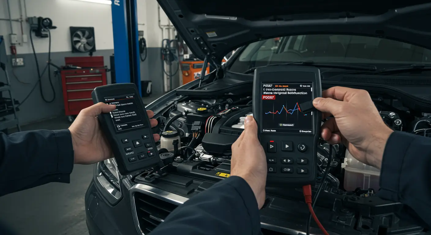 Instrument tabla automobila sa upaljenom lampicom za kontrolu krstarenja i porukom o grešci P0567 - neispravnost signala za nastavak rada tempomata.