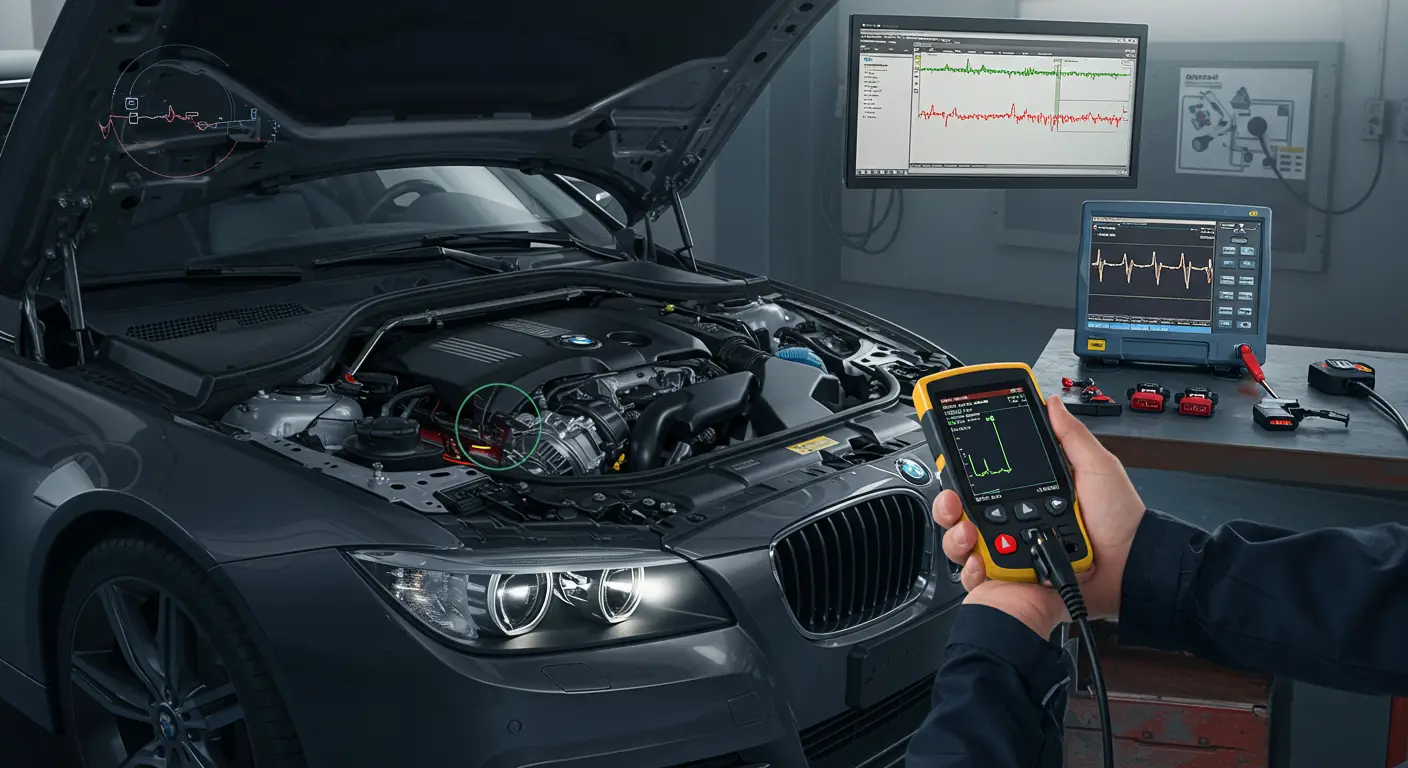 Instrument tabla automobila sa upaljenom lampicom za proveru motora i digitalnim očitavanjem greške P0726 vezane za senzor broja obrtaja motora.