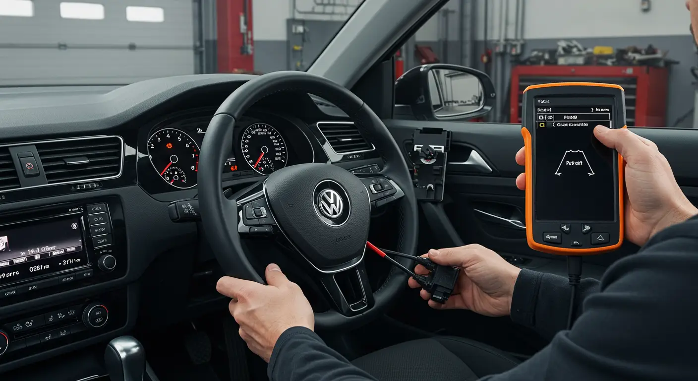 Instrument tabla automobila sa upaljenom lampicom za upozorenje i digitalnim prikazom koda greške P0569 koji označava kvar signala za smanjenje brzine tempomata.