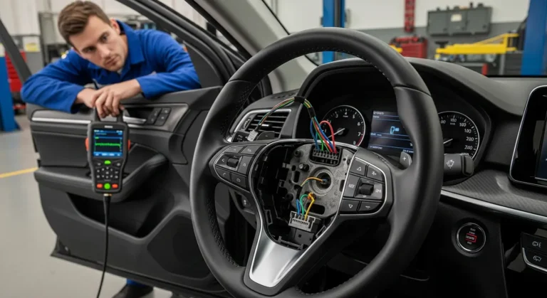 P0564 – Krstarenje kontrola višenamenski prekidač krug (PCM) Šema auto elektronike sa istaknutim P0564 kodom greške, prekidačem tempomata i vezom sa PCM modulom u vozilu.