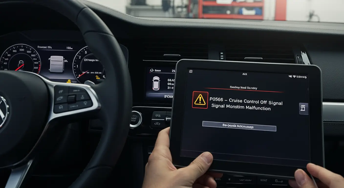 P0566 označava kvar signala isključivanja tempomata, što znači da ECU ne prima ispravan signal za gašenje tempomata.