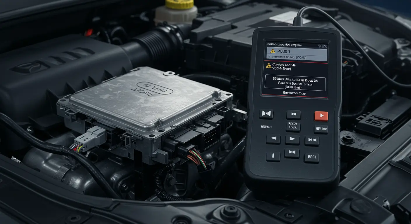 P0601 označava grešku u kontrolnom modulu vozila, gde ROM (Read Only Memory) signalizira interni kvar ili oštećenje memorije.