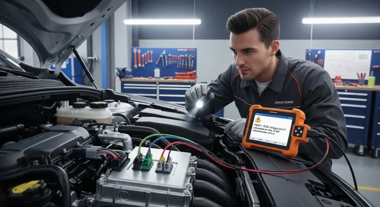 P0651 – PCM napon van dozvoljenih granica na referentnom krugu od 5 volti Dijagnostički prikaz automobila sa greškom P0651, prikazuje PCM i odstupanje napona u 5-voltnom referentnom kolu, automobilska elektronika.