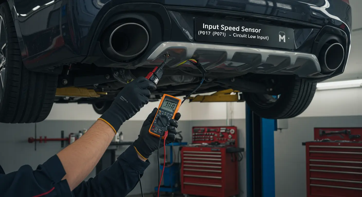 P0717 označava da je ulazni signal sa senzora brzine ulaznog vratila automatskog menjača prenizak ili ga nema, što može ukazivati na kvar senzora, oštećenje instalacije ili problem u samom menjaču.