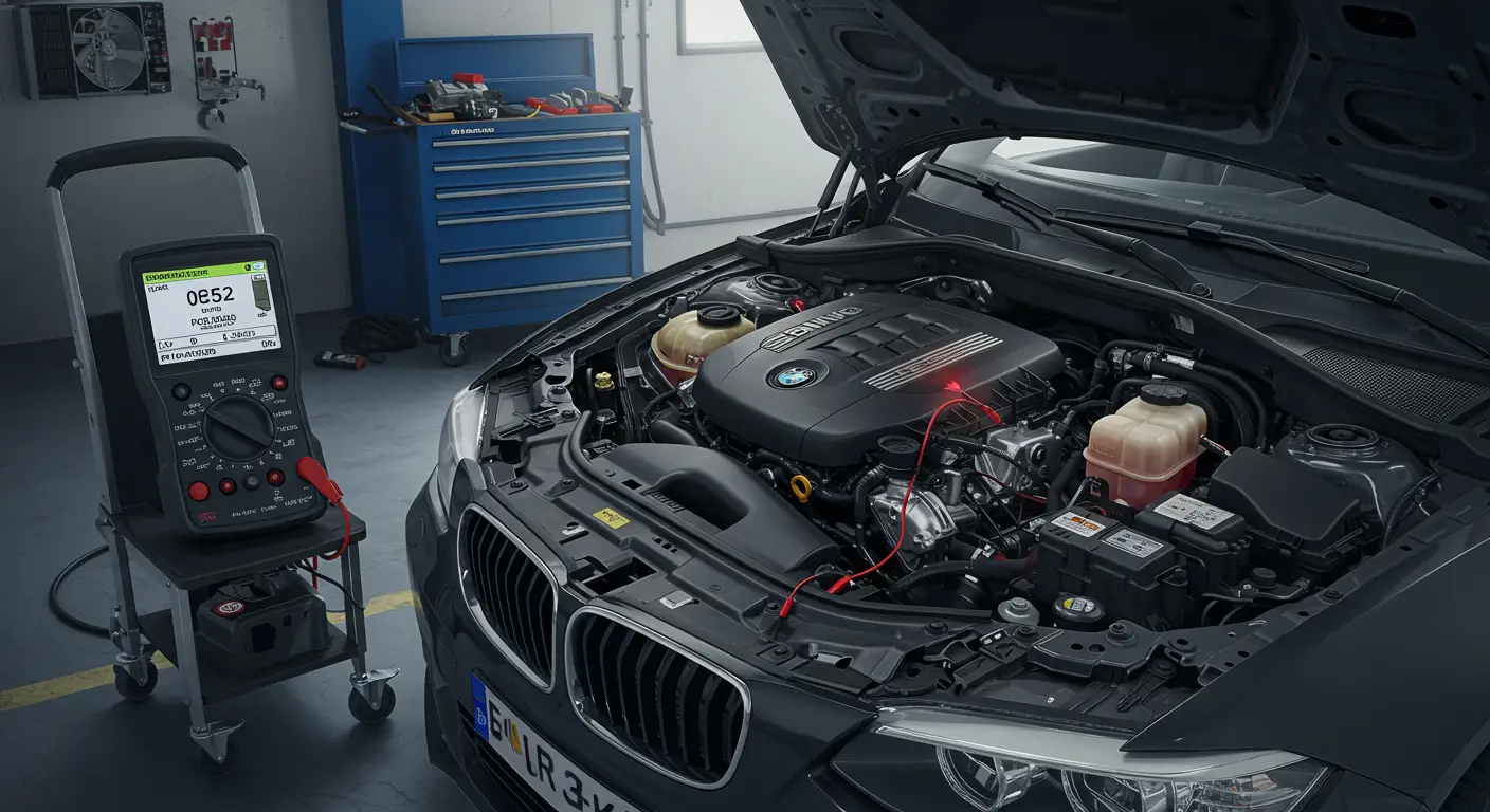 Senzor pritiska servo upravljača prikazan sa priključcima i kablovima, sa dijagnostičkim kodom greške P0552 označenim na ekranu.