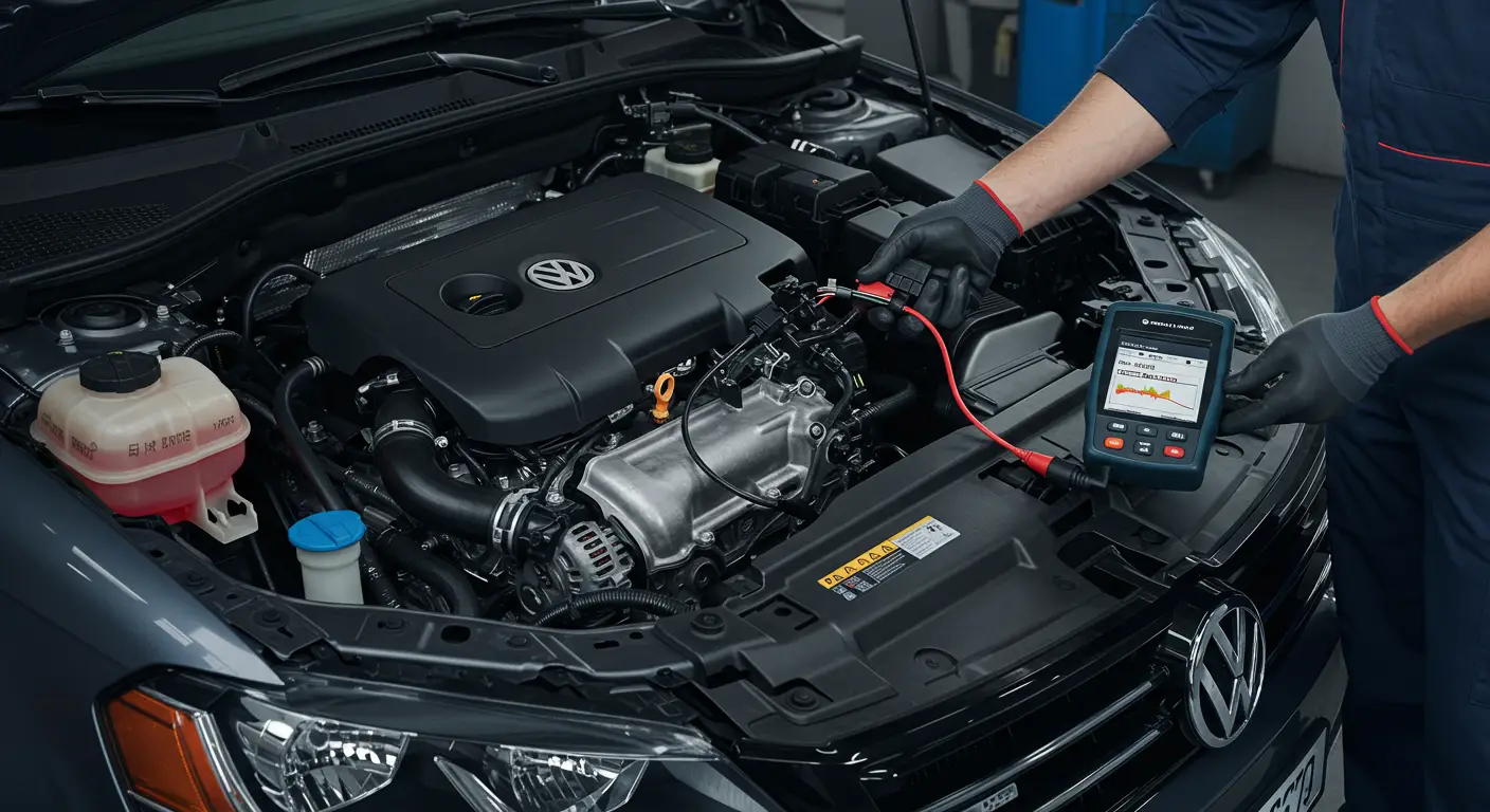 Slika prikazuje motor automobila sa prikazanim senzorom pritiska servo volana i dijagnostičkim skenerom koji prikazuje grešku P0551. U pozadini se vide kablovi i delovi sistema upravljanja.