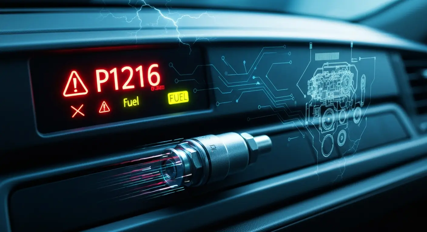 Dijagram motora sa istaknutim gorivnim solenoidom i upozorenjem 