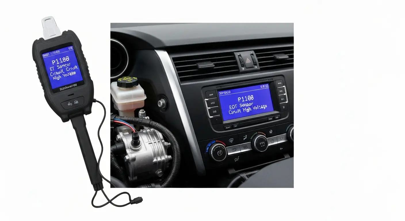 Greška P1188 označava da je detektovan visok napon u krugu EOT (senzora temperature ulja), što može ukazivati na problem sa senzorom, ožičenjem ili ECU-om.