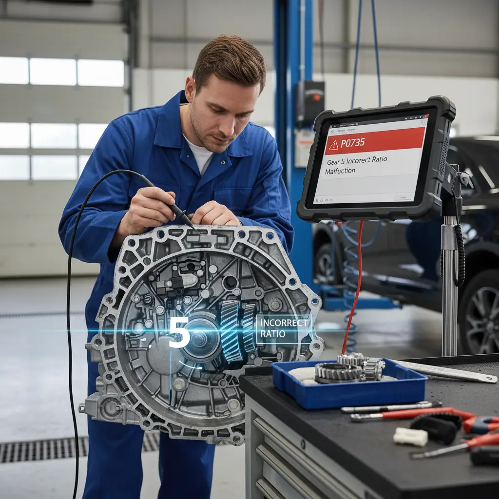 Kod greške P0735 označava da je odnos prenosa u petom stepenu prenosa nepravilan, što može dovesti do problema pri online kupovini delova za menjač.