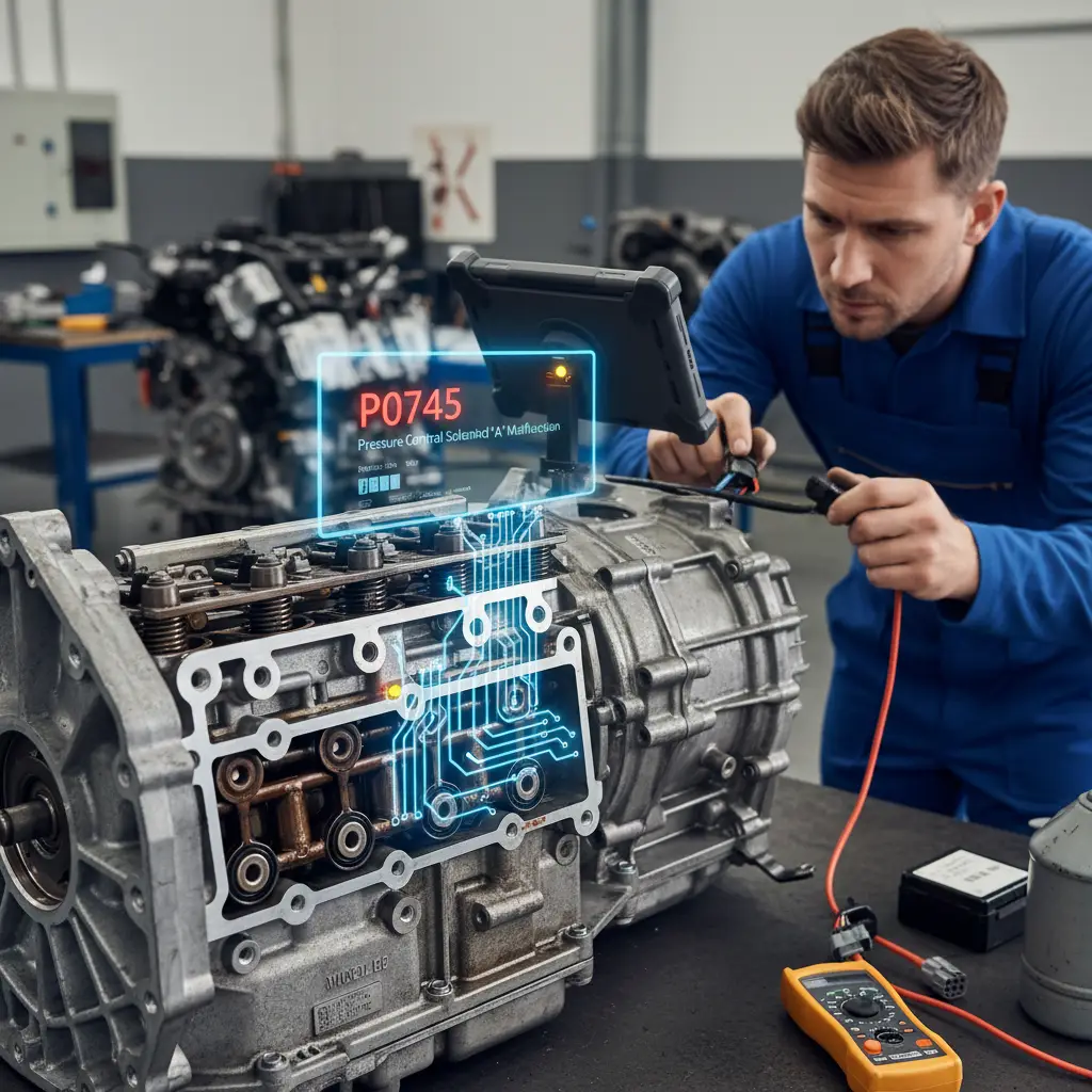 Kod P0745 označava kvar na solenoidu za kontrolu pritiska u automatskom menjaču, što može uticati na pravilan rad vozila kupljenih preko online prodavnica.