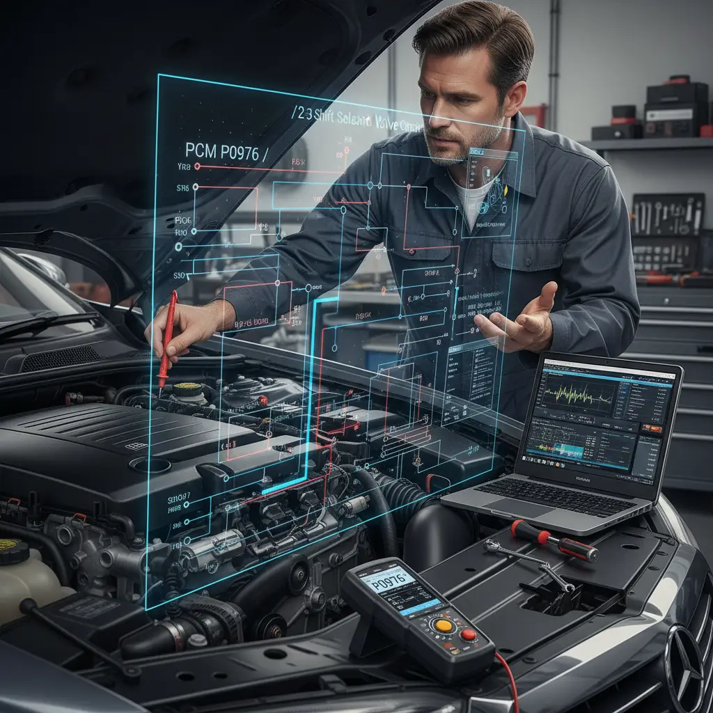 Kod P0976 znači da PCM detektuje stalni prekid ili kratki spoj na masu u kolu elektromagnetnog ventila za promenu stepena 2-3, što može uticati na funkcionalnost automobila kupljenog putem online kupovine.