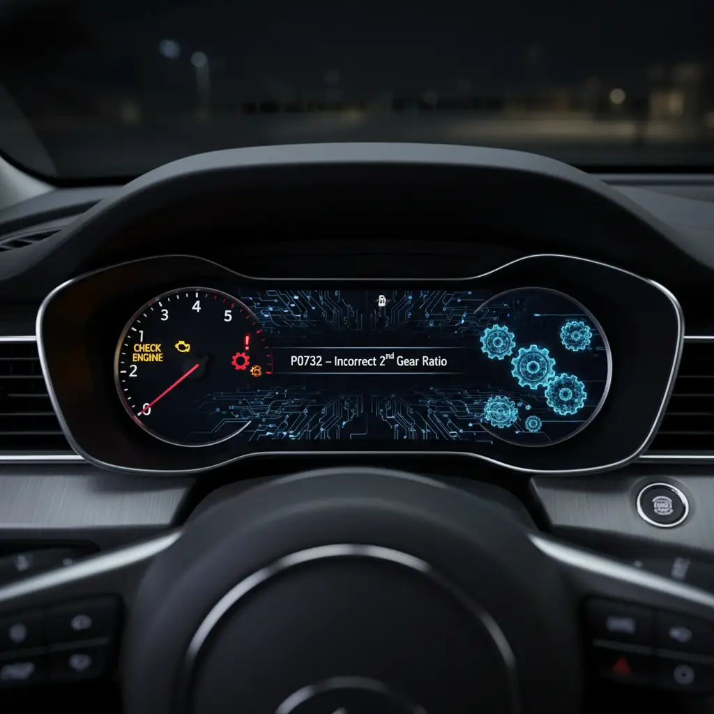 P0732 - Nepravilan odnos druge brzine ukazuje na problem sa automatskim menjačem, što može otežati online kupovinu delova za popravku vozila.