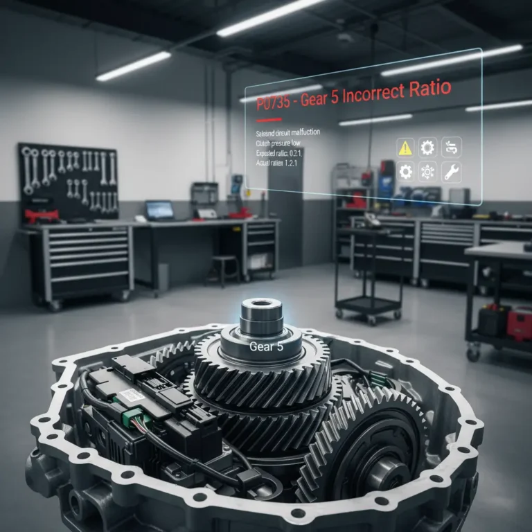 Online kupovina preko računara, prikaz greške P0735 - pogrešan odnos brzine 5, simbolizuje tehnički problem tokom procesa naručivanja.