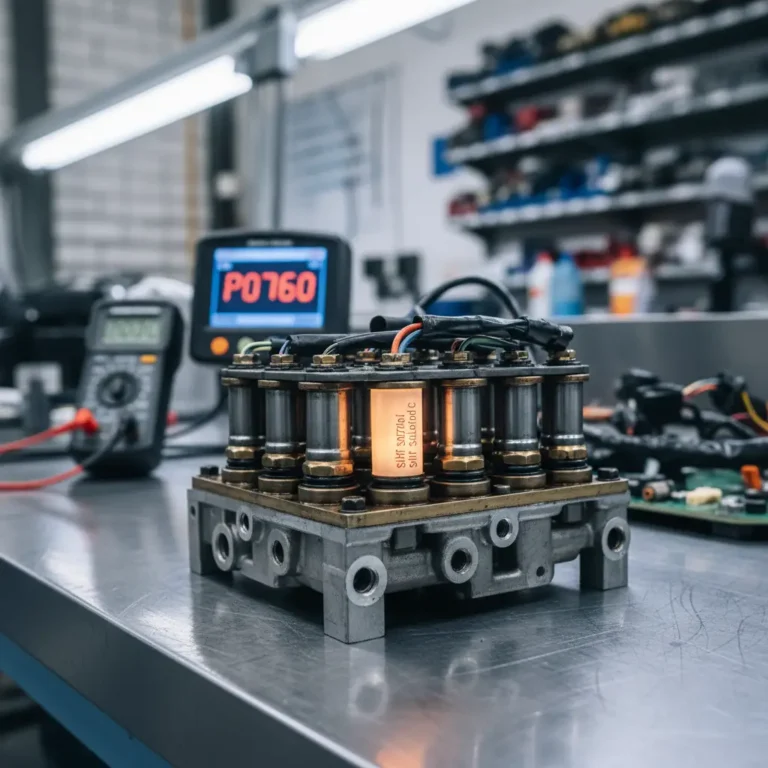 Online kupovina autodijelova – prikaz menjača sa označenom pozicijom solenoida C, greška P0760, detektovana tokom dijagnostike vozila.