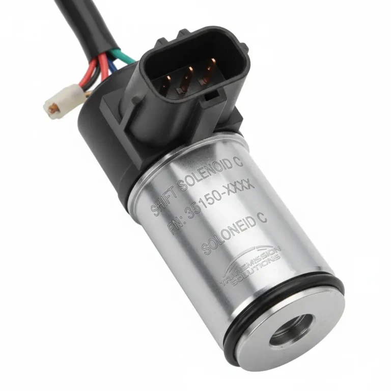 Kupovina delova za automobil preko interneta, fokus na Shift Solenoid C P0763, prikaz proizvoda i elektronske korpe na ekranu računara.