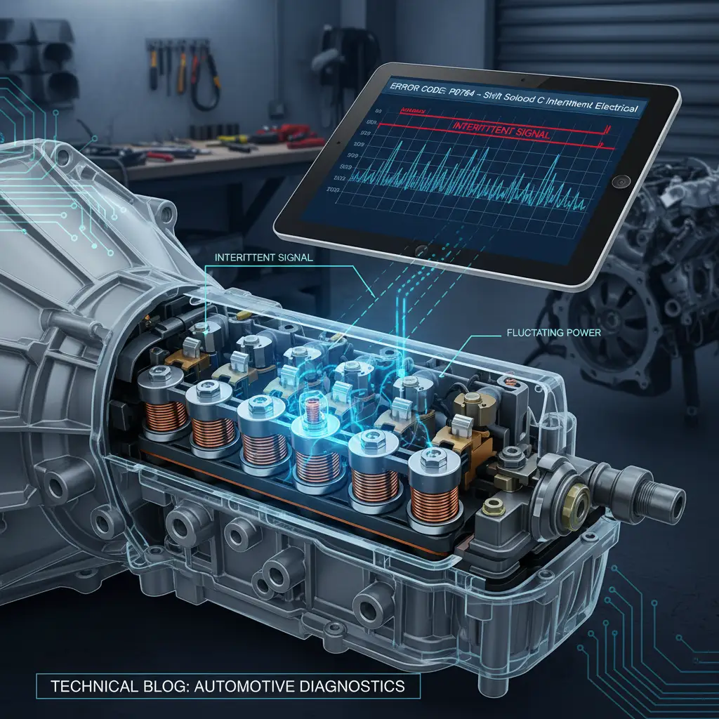 P0764 označava povremeni kvar na elektroventilu C menjača, što može dovesti do problema sa automatskim menjanjem brzina, što je važno proveriti pre online kupovine polovnih automobila.