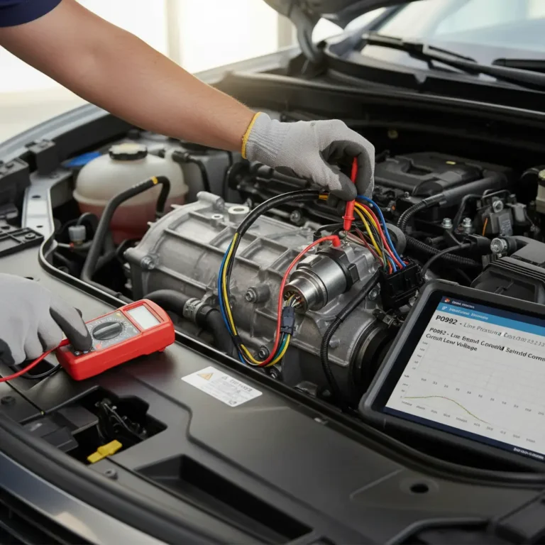 Online kupovina auto delova, prikaz P0962 greške – napon u kolu solenoida za kontrolu pritiska nizak, dijagnostički prikaz TCM sistema.