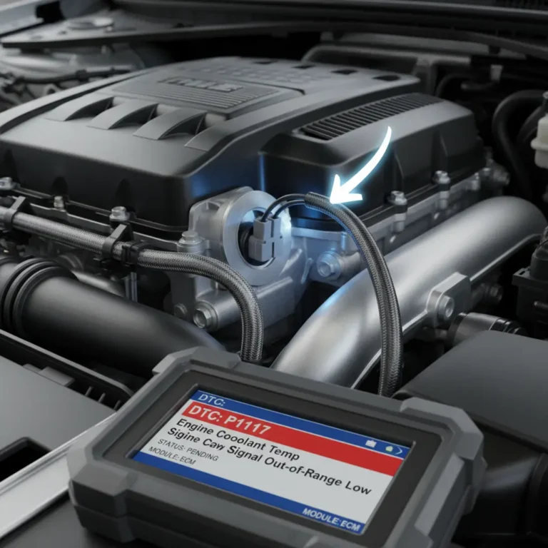 Grafički prikaz online kupovine auto delova sa greškom P1117 - signal temperature rashladne tečnosti van dozvoljenog opsega (nizak).