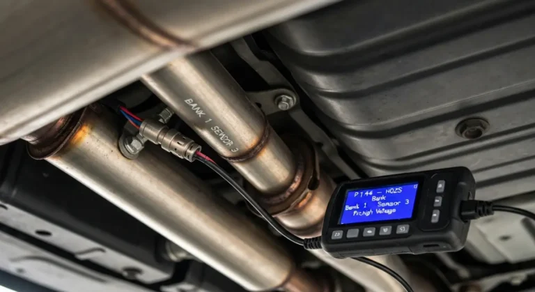 Automobilski senzor kiseonika (HO2S) Banka 1 Senzor 3 prikazuje visok napon, signalizirajući bogatu smešu goriva u izduvnom sistemu.