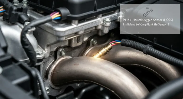 Heated Oxygen Sensor (HO2S) Bank 2 Sensor 1, nedovoljno prebacivanje, prikazano na izduvnom sistemu automobila, kod greške P1153.