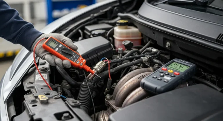 Automobilski motor, označena pozicija senzora zagrejanog kiseonika (HO2S) Banka 2 Senzor 1, greška P1155, problem sa smesom (siromašna).