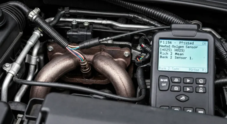Automobilski prikaz sonde za kiseonik (P1156) – banka 2, senzor 1, detektuje bogatu smešu izduvnih gasova.