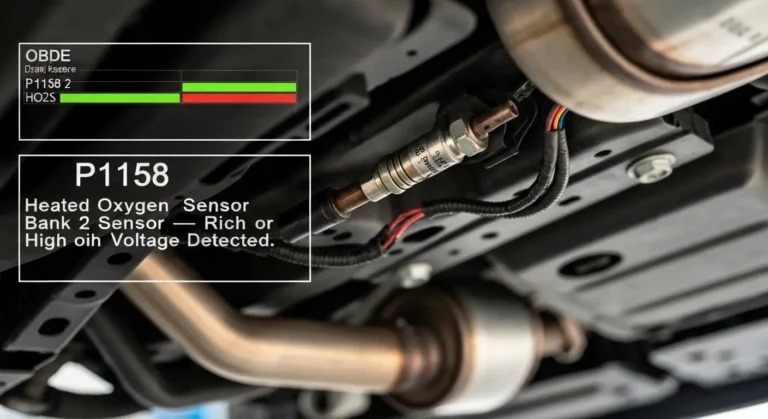 Heated Oxygen Sensor (HO2S) Bank 2 Sensor 2 prikazuje visok napon, ukazujući na previše bogatu smešu u izduvnom sistemu vozila.
