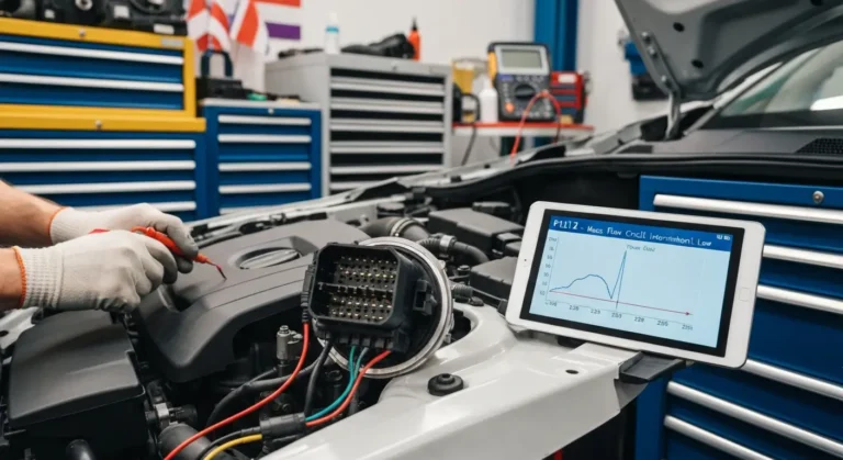 Senzor protoka vazduha u motoru automobila sa prikazom greške P1212 – povremeno niska vrednost signala na električnom kolu.