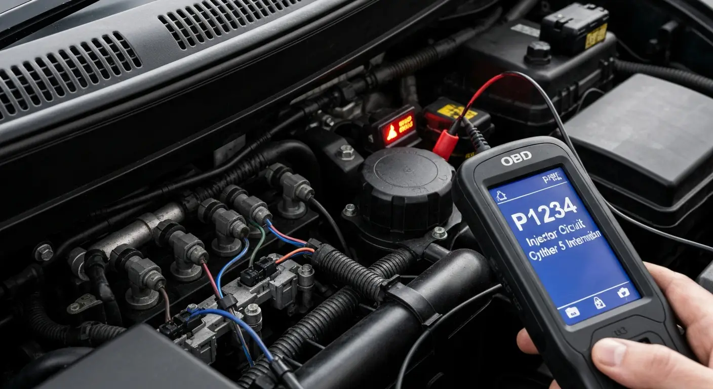 P1234 - Povremeni prekid u strujnom kolu dizne cilindra 5 ukazuje na neispravan električni kontakt ili problem u instalaciji dizne kod petog cilindra.