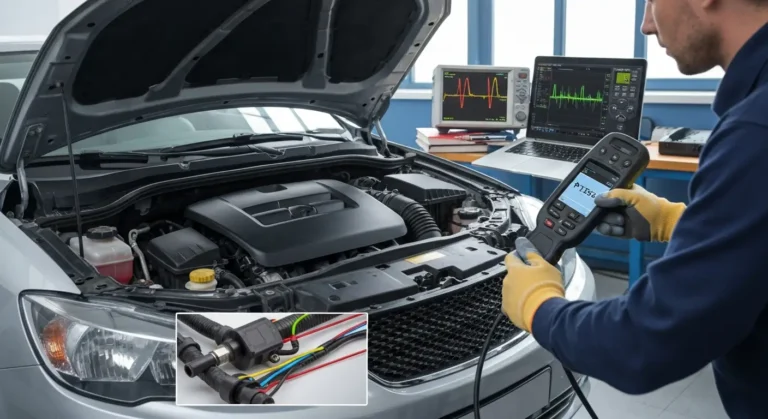Senzor detektuje visok izlazni signal ili puls na GND_cilindra 6, ukazuje na mogući problem sa električnom instalacijom motora.