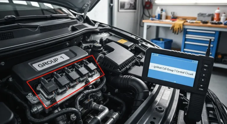 Grupa bobina paljenja automobila, prikaz upravljačkog kola i povezivanja za P1359 grešku, dijagnostika elektronskog sistema paljenja.